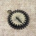 Vintage bee biology text illustration filigree aged brass and resin pendant