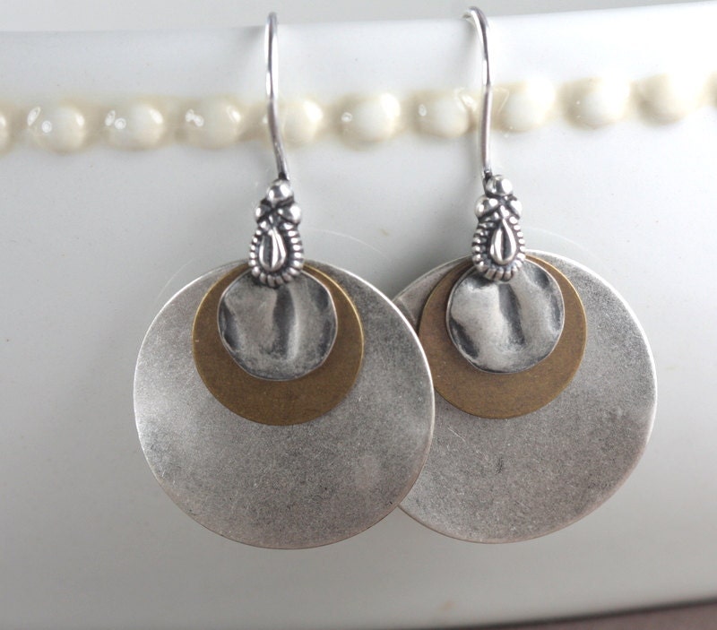 Antique Silver and Brass Earrings