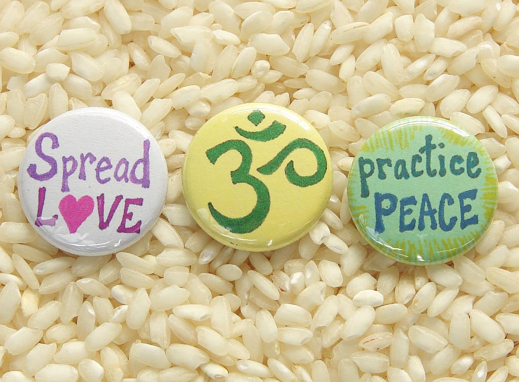 Peace, Love, Om - Buttons, Set of 3