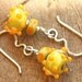 SALE Pea Green, Yellow/Orange Dot Earrings