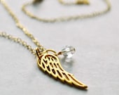 Wing Necklace - Gold with Swarovski Crystal