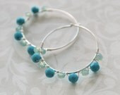 Earrings - Turquoise Wire Wrapped Hoops