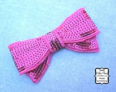 Hot Pink Sequin Bow Applique - Millinery, Altered Couture, Hair Flowers, Scrapbooking, Hair Bows, Embellishment