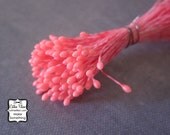 Vintage German Flower Stamens - Coral Orange - double sided - Millinery - 288 heads