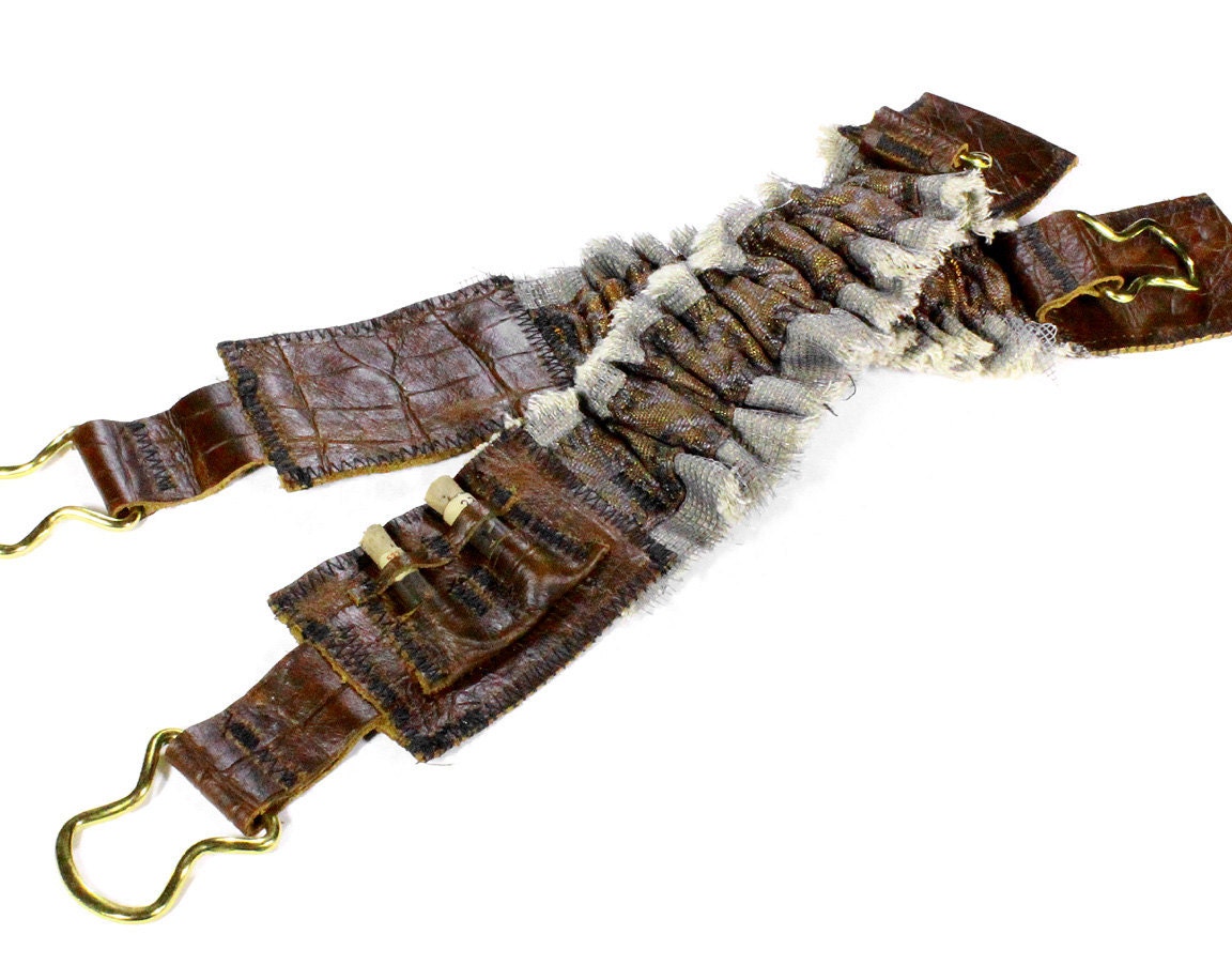 Steampunk Shirt Garters - Sleeve Garter Brown Leather Copper Watch Vials Cosplay Costume WEDDING Garter - Steampunk Clothing by edmdesigns