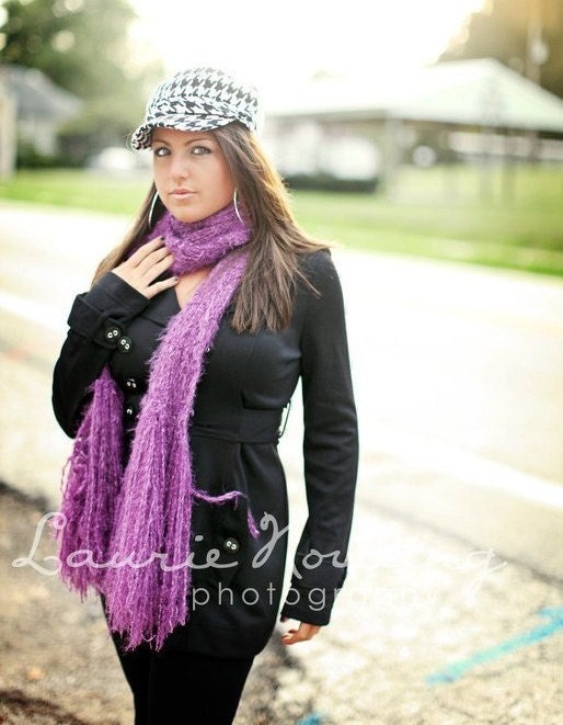 Long Purple Scarf and Photo Prop, Plum Scarf or Choose Color. SEVEN FEET LONG, Stretchy to 2 Feet Wide