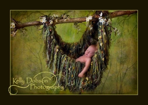 Fringe Hammock Baby Blanket Photo Prop, Green 'Verdant'or YOU CHOOSE COLOR