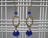 Blue Oval Drop Earrings
