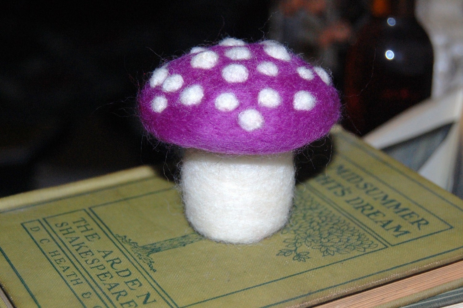 Needle Felted Fairy Toadstool Magic Mushroom Purple