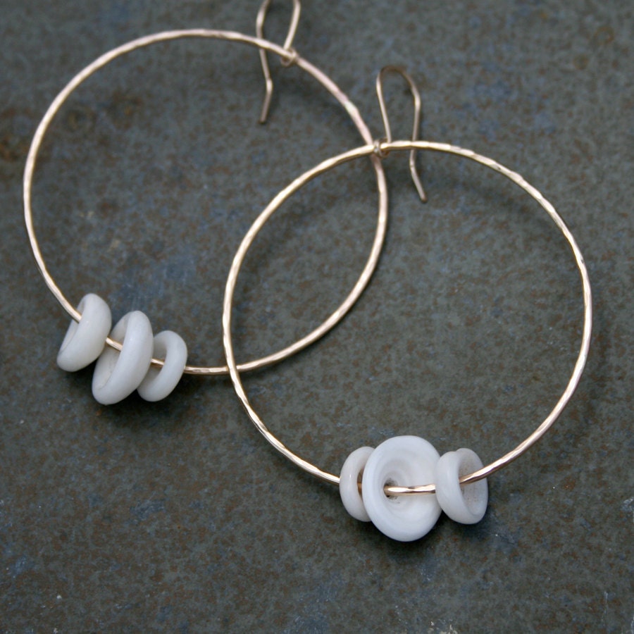 14k gold filled Puka Shell Hoops Earrings