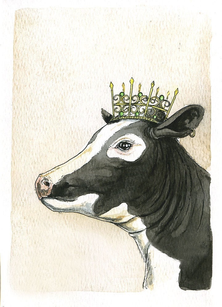 Cow Queen 8x10 hand painted print