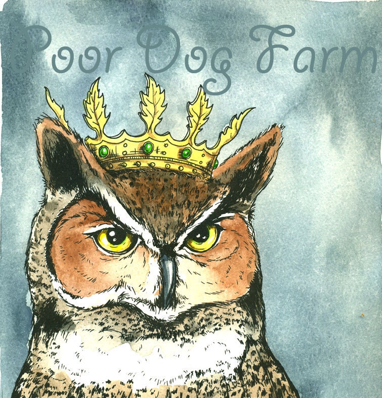 OWL KING 8x10 hand painted print