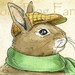 ACEO signed PRINT - Rabbit with hat and scarf