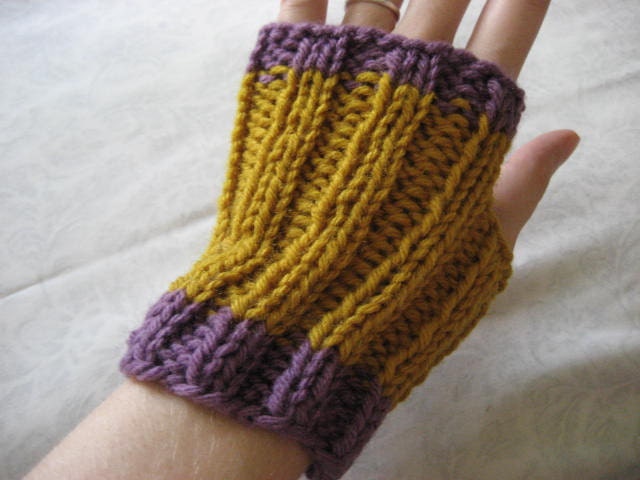 RESERVED for Karen - Mustard Seeds - Hand Knit Fingerless Gloves - Vegan Friendly Yarn - Medium - Size Fits Most