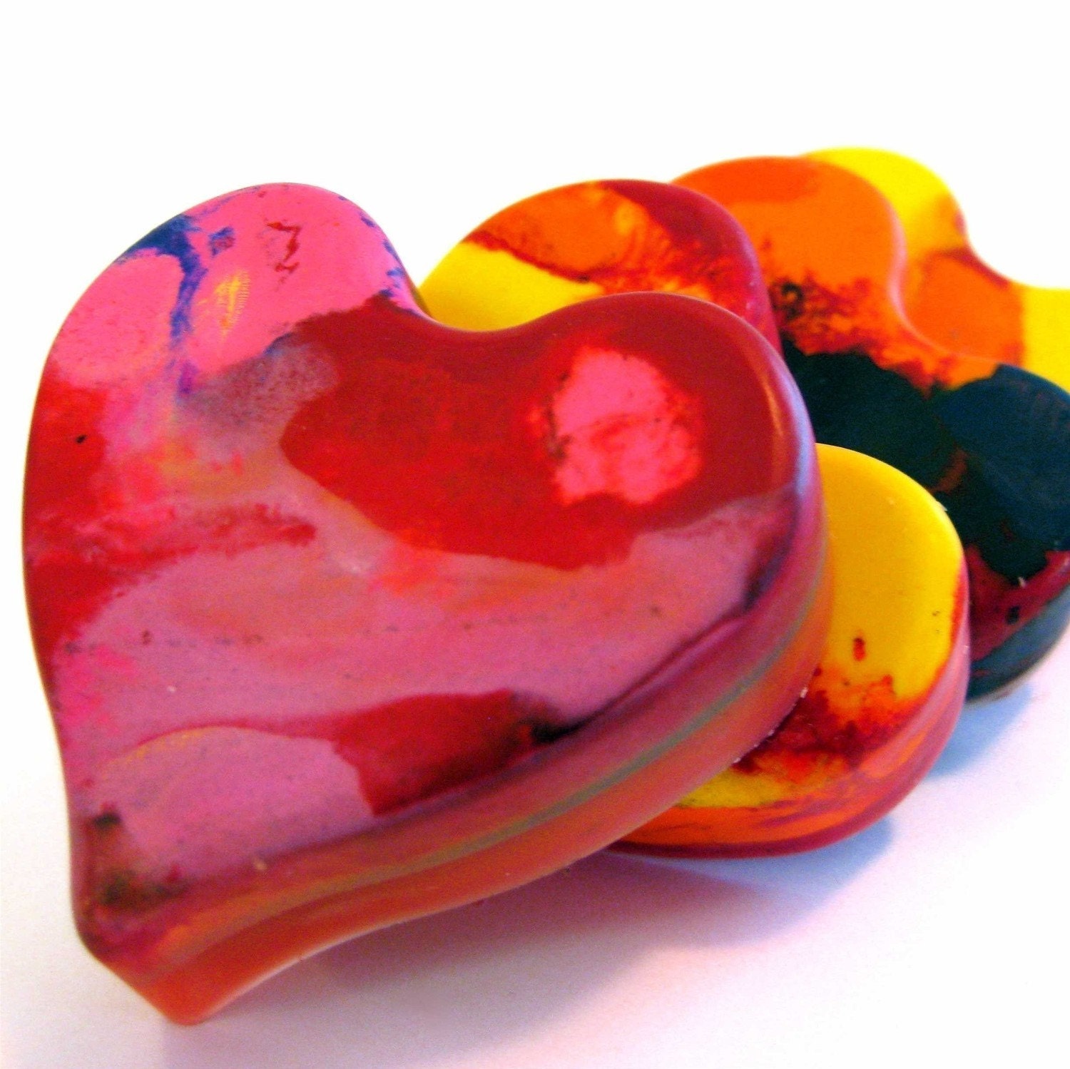 Recycled Rainbow Crayons - Jumbo Heart Rainbow Crayons (Set of 3 Recycled Crayons)