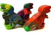 Recycled Rainbow Crayons - Jumbo T Rex Rainbow Crayons (Set of 3 Recycled Crayons)