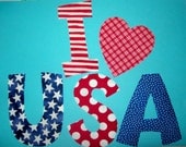 Fabric Applique TEMPLATE Pattern Only I LOVE USA