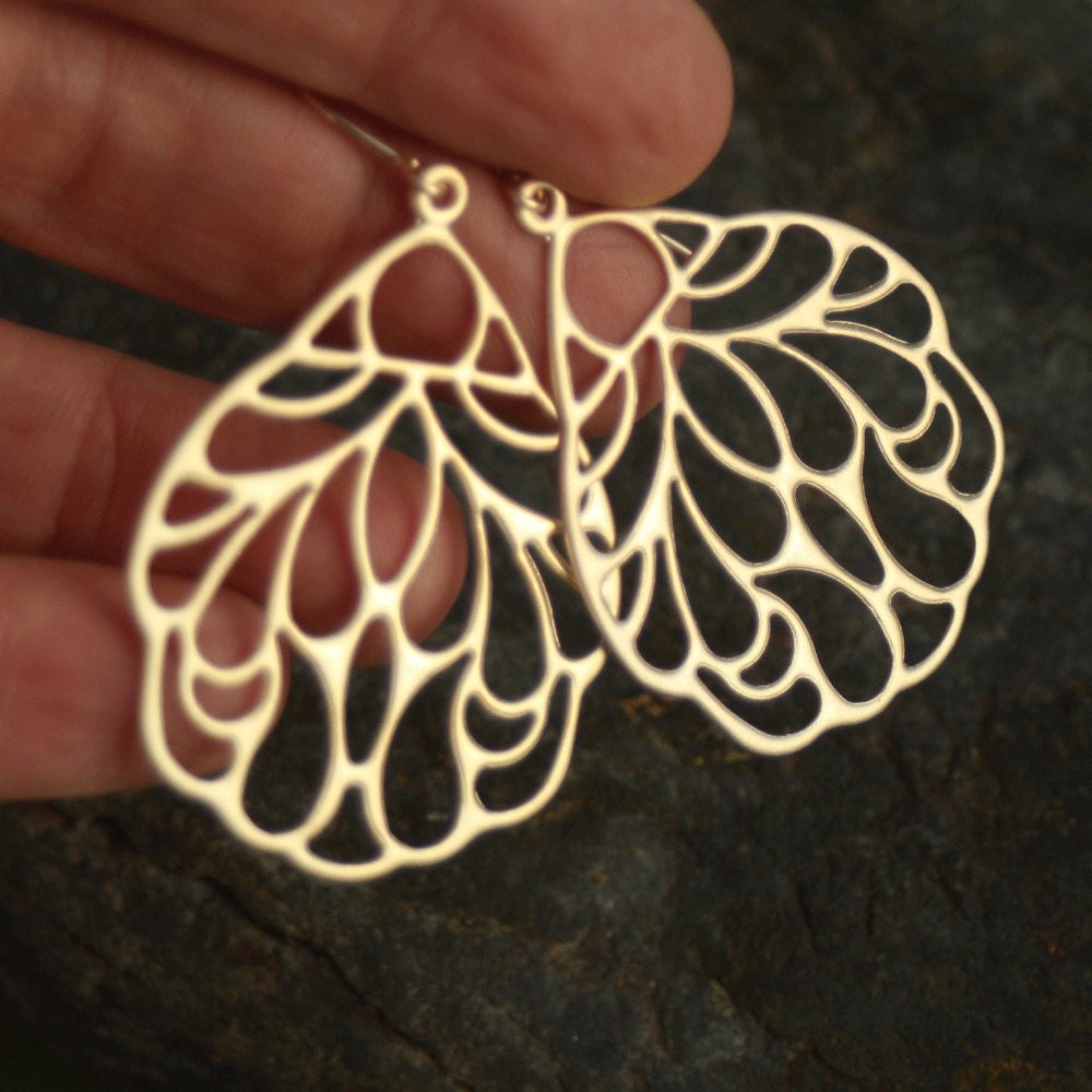 Mariposa Chandelier Earrings,  Matte Gold Wing Chandelier Earrings, Butterfly wing Earrings, Large Drop Earrings