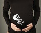 BABY SKELETON  Maternity Top Tee T-shirt Long-Sleeve Black