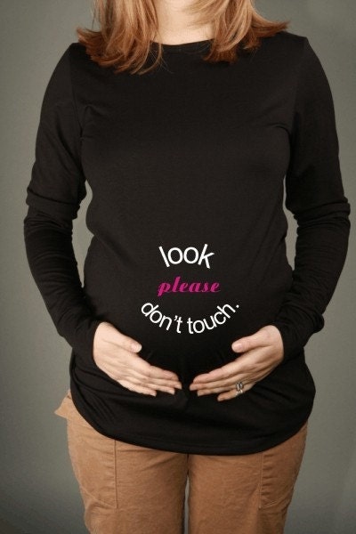 LOOK, Please Dont TOUCH Black Long Sleeve Maternity Top Tee T-shirt, Sizes M, L and XL