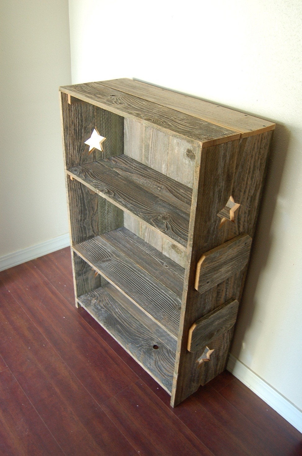Wood Bookcase FarmHouse Bookcase. Shelf Cottage Decor. Recycled Wood Furniture. Wooden Furnishings. Eco Furniture .. Its Green:)