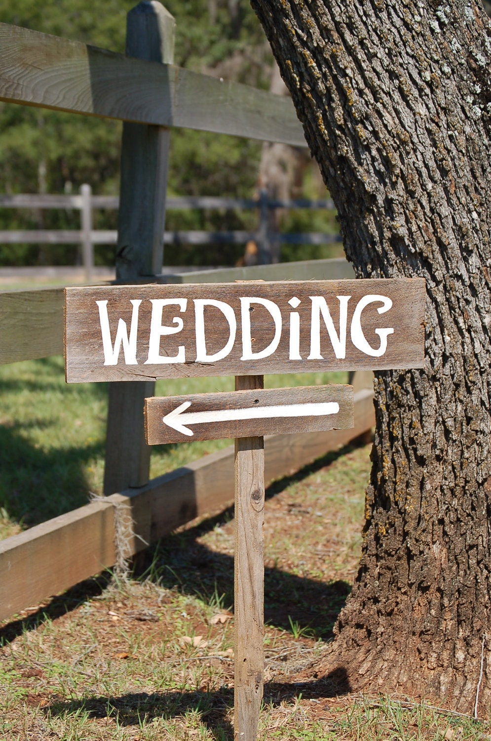 Wedding Sign. LARGE FONT. Arrow Wood Sign. Hand Painted on Recycled Wood Rustic Directional With A Stake