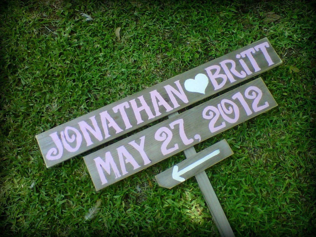 Wedding Signs ANY COLOR Pink Blue Yellow Green LARGE Hand Painted Reclaimed Wood. Rustic Weddings. Vintage Weddings. Road Signs.