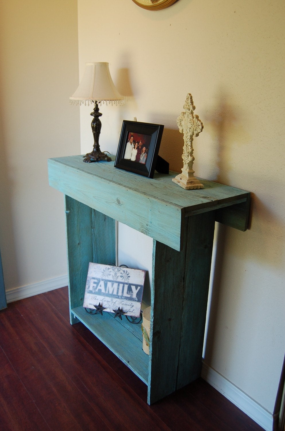 Console Table in Ocean Blue Cedar Wood Wall Table. Entry Table. 36x11x30 Colorful Home Decor. Beach House. Sea Blue Table
