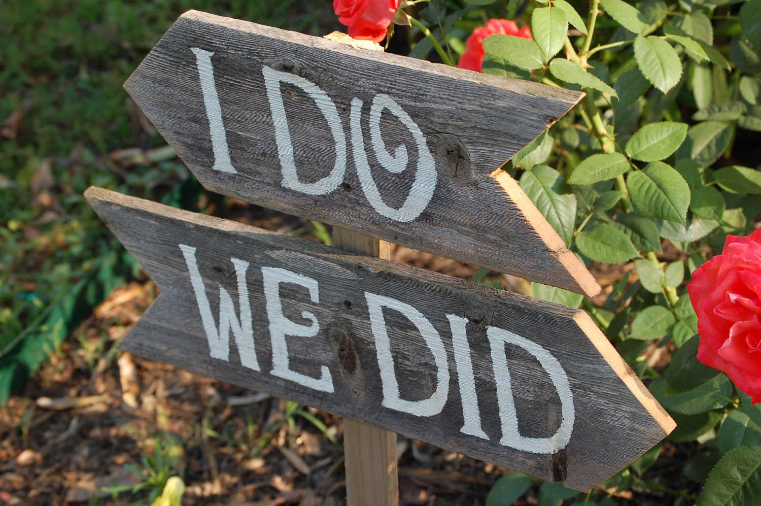 I do We Did Wedding Signs Directional Arrow Sign Painted Wedding Signs. Rustic Wedding signs, Wood Wedding Signs