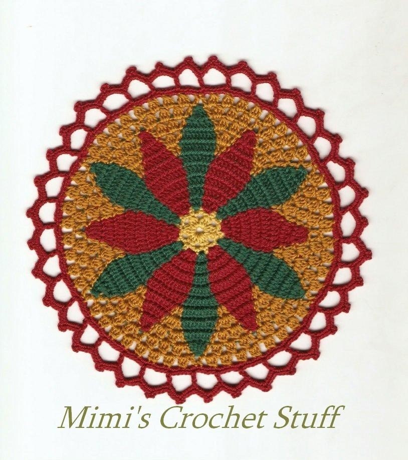 Poinsettia doily and coaster set crochet PDF by mimicrochet