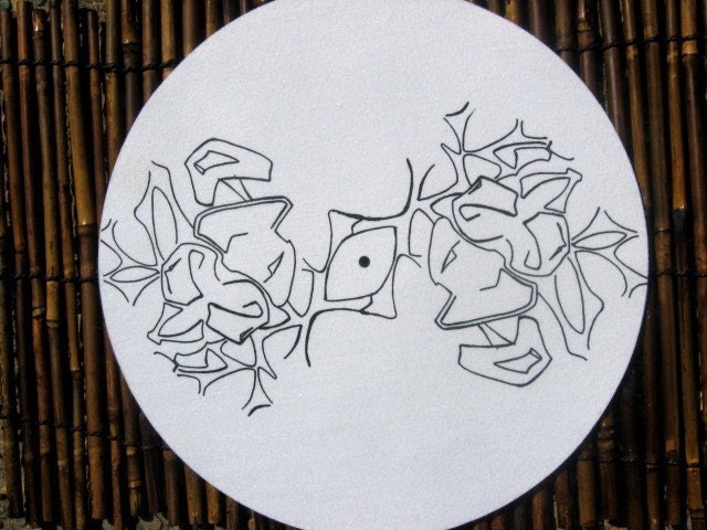 DJ turntable silkscreened slip mats drum addict in white