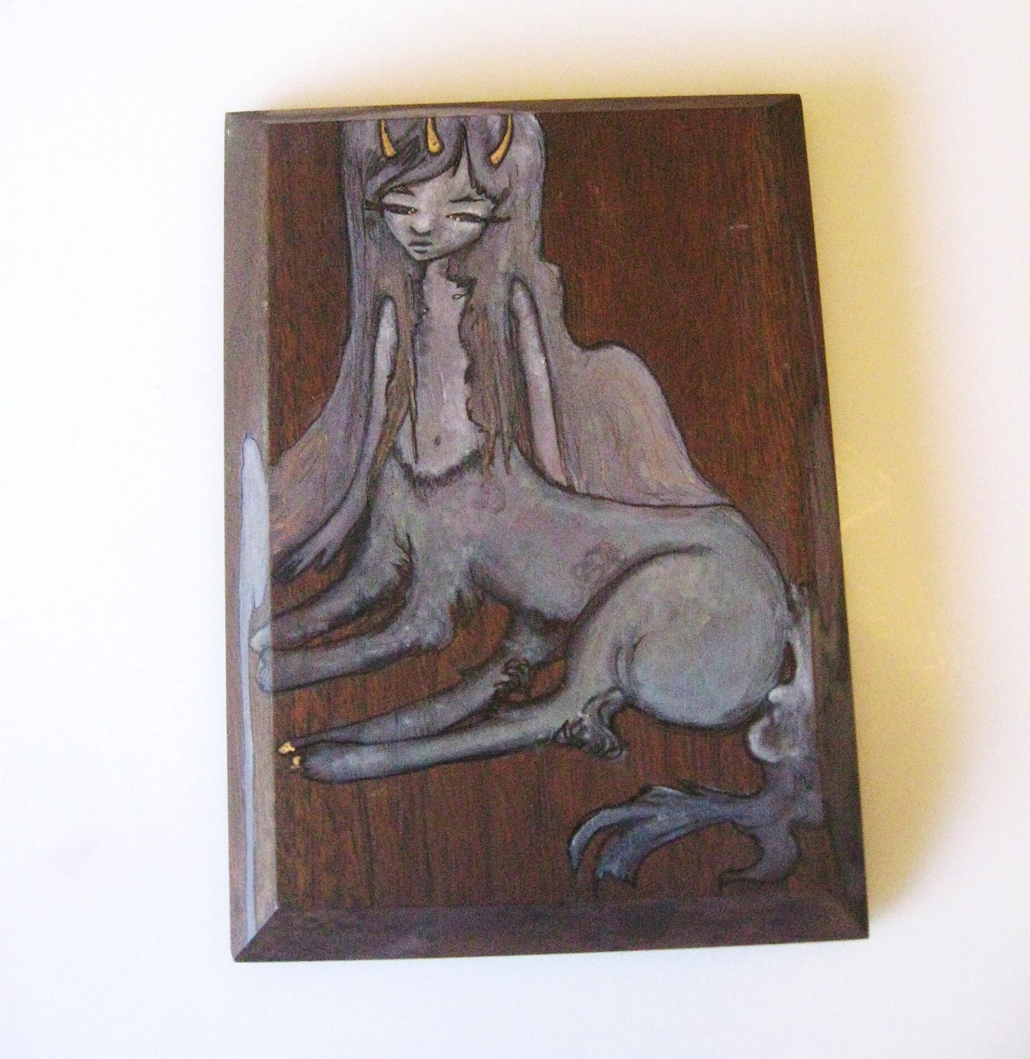 Fantasy faun  girl - whimsical mythical creature  - Art  - 5x 7 inches
