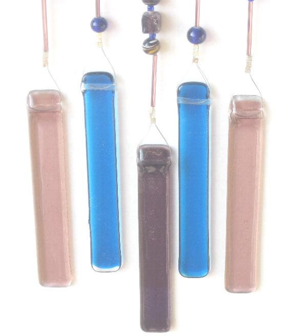 WINDChime Fused Glass MELODIES Copper Swirl with Beads and Glass
