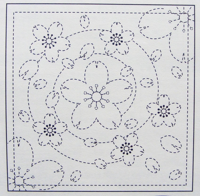 Olympus Japanese sashiko sampler kit cotton Spiraling Sakura WHITE