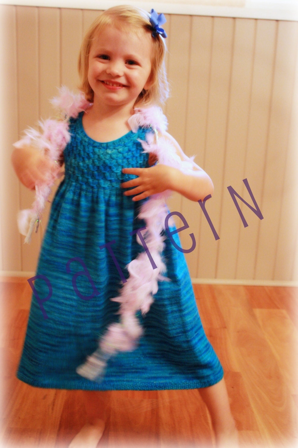 Charlotte Dress Knitting pattern sizes newborn up to little girl size 5 (pdf file)