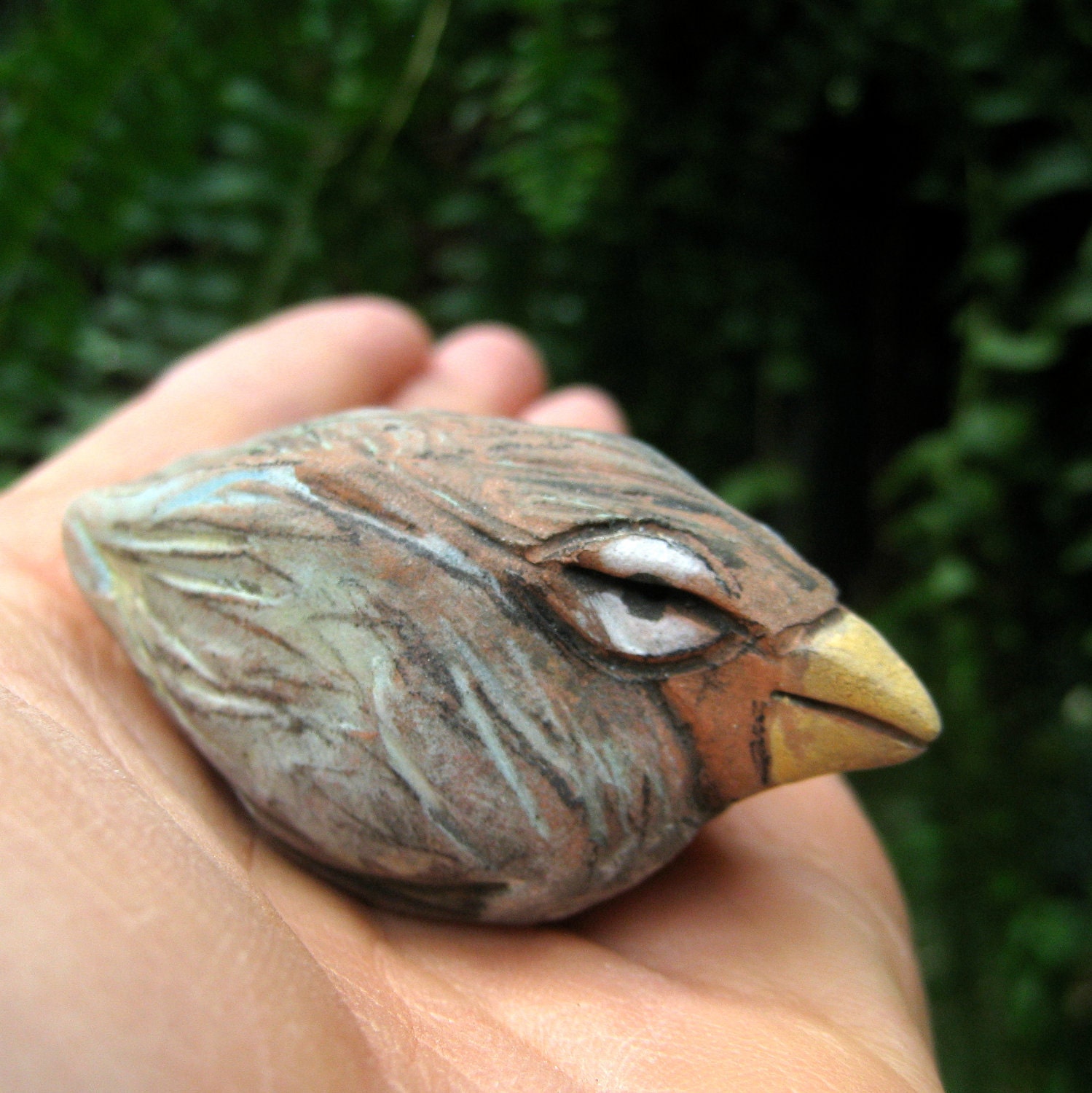 Bird Sculpture Bird Clay Ceramic Little Fat by BlueFireStudio