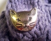 Hand Knit Cell Phone Case Soft Grape Purple Color with Strap and Cute Kitty Cat Button