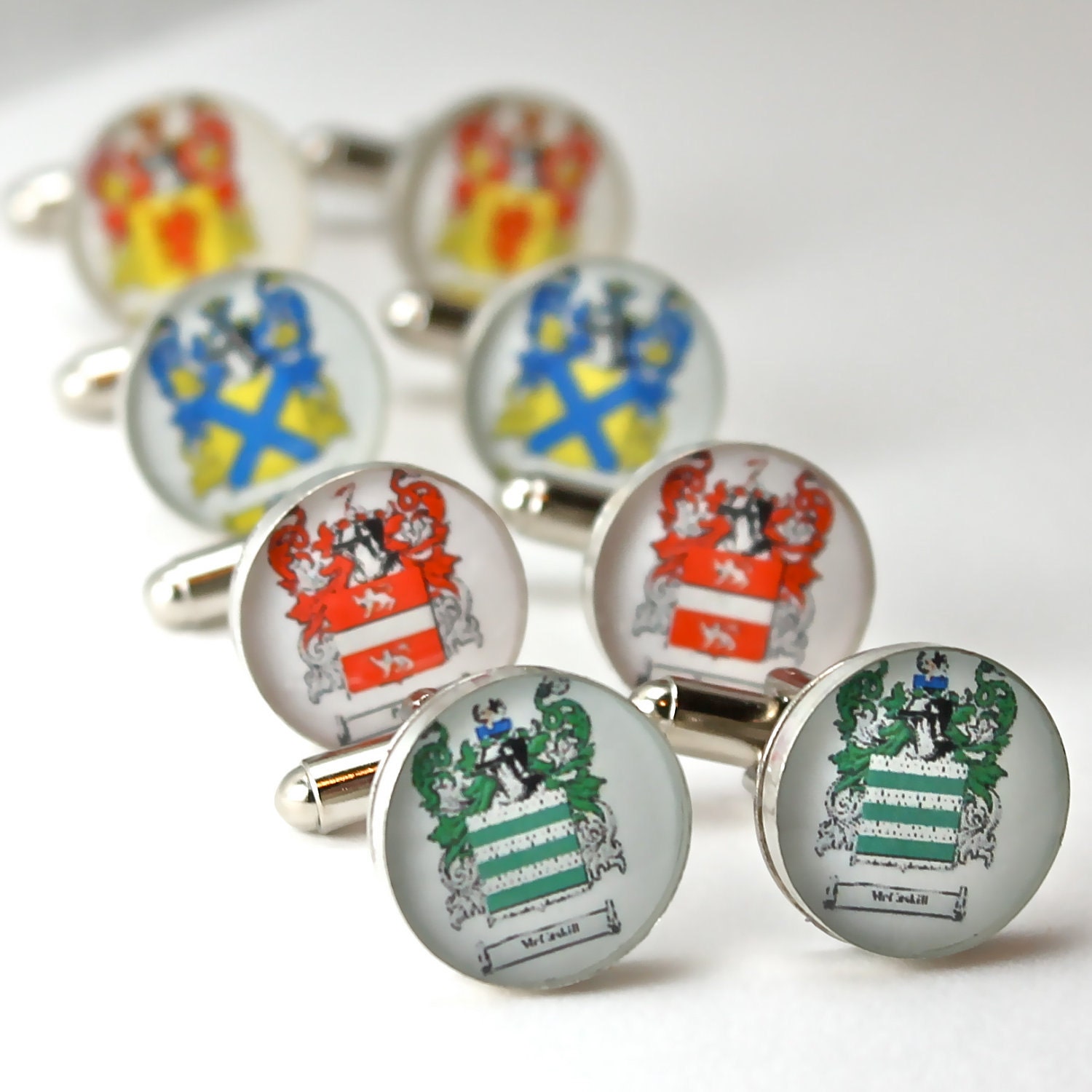 Family Crest Cufflinks Custom Made to Order, Round