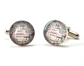 Disney Wedding, Walt Disney World Vintage Map Sterling Silver Cuff Links