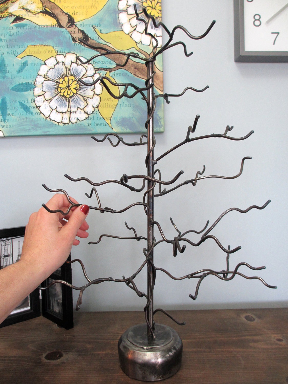 January Tree. Handwelded recycled steel tree for jewelry or decoration, Made to Order