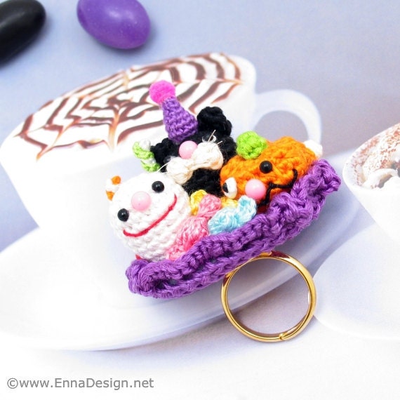 Miniature Amigurumi Jewelry Halloween Party Ring by ennadesign