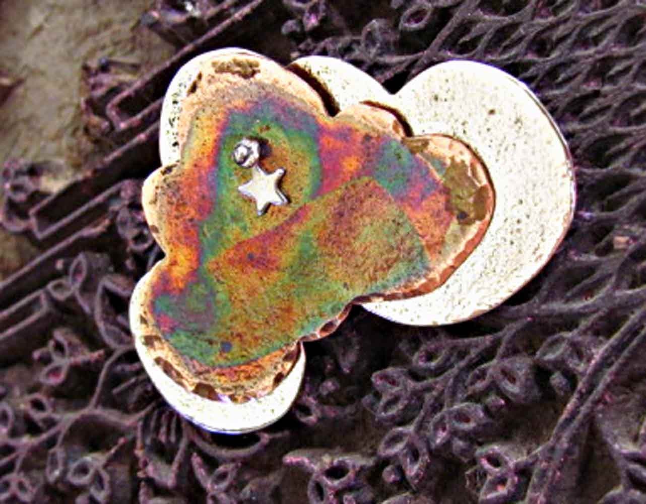 Clouds in The Moonlight - Handmade brooch - mixed metals. Signed and dated.