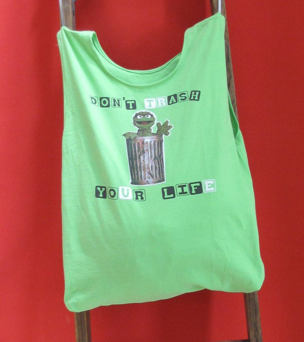 Grocery Market Tote Bag Oscar the Grouch Sesame Street Bag by Fashion Green T Bags