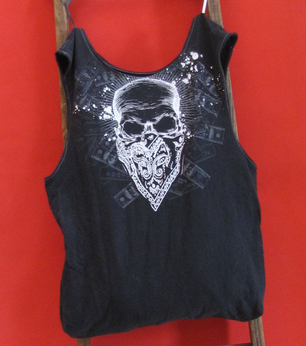 Grocery Market Tote Bag Skull T-Shirt Reusable Tote by Fashion Green T Bags