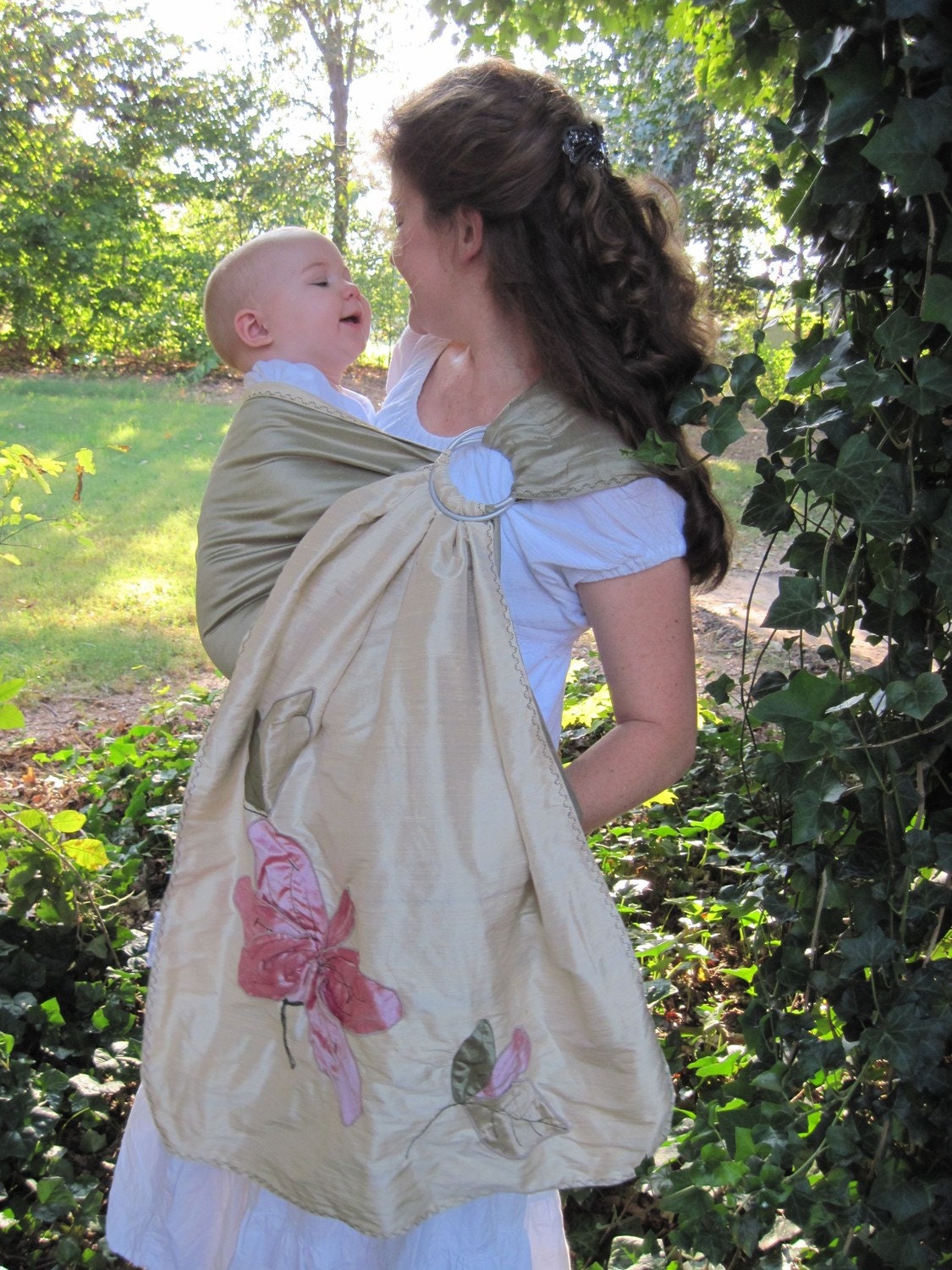 Baby Ring Sling - Signature Series 7 - Pure SILKS Ring Sling Baby Carrier - Completely Reversible - w DVD TUTORIAL - Freestyle sewing