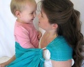 Baby Sling Ring Sling Baby Carrier - 100% LINEN in Sea Glass color - DVD included - 20 colors in shop