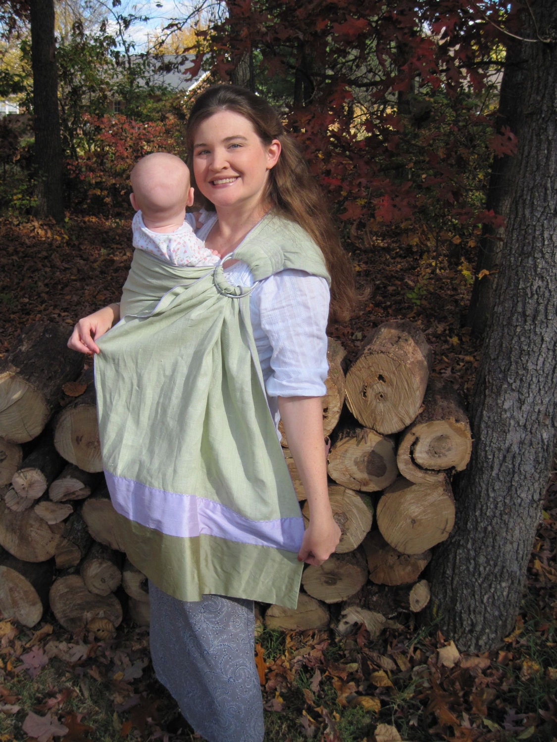 Baby Sling Ring Sling Baby Carrier - Linen and Silk Trio - DVD included