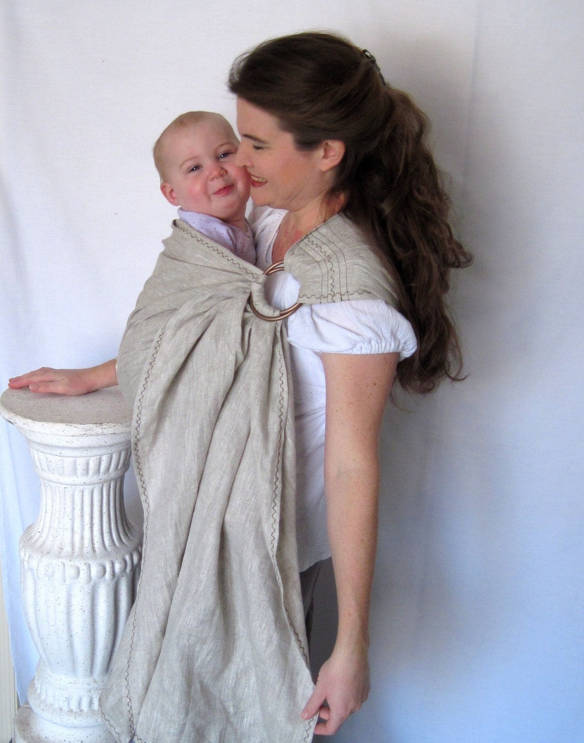 Linen Ring Sling Baby Sling Carrier - Natural Color - Pure Linen - DVD included - 20 colors in shop