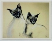 Sibling Love Siamese Cat Art Note Cards Valentine's Day By Cori Solomon