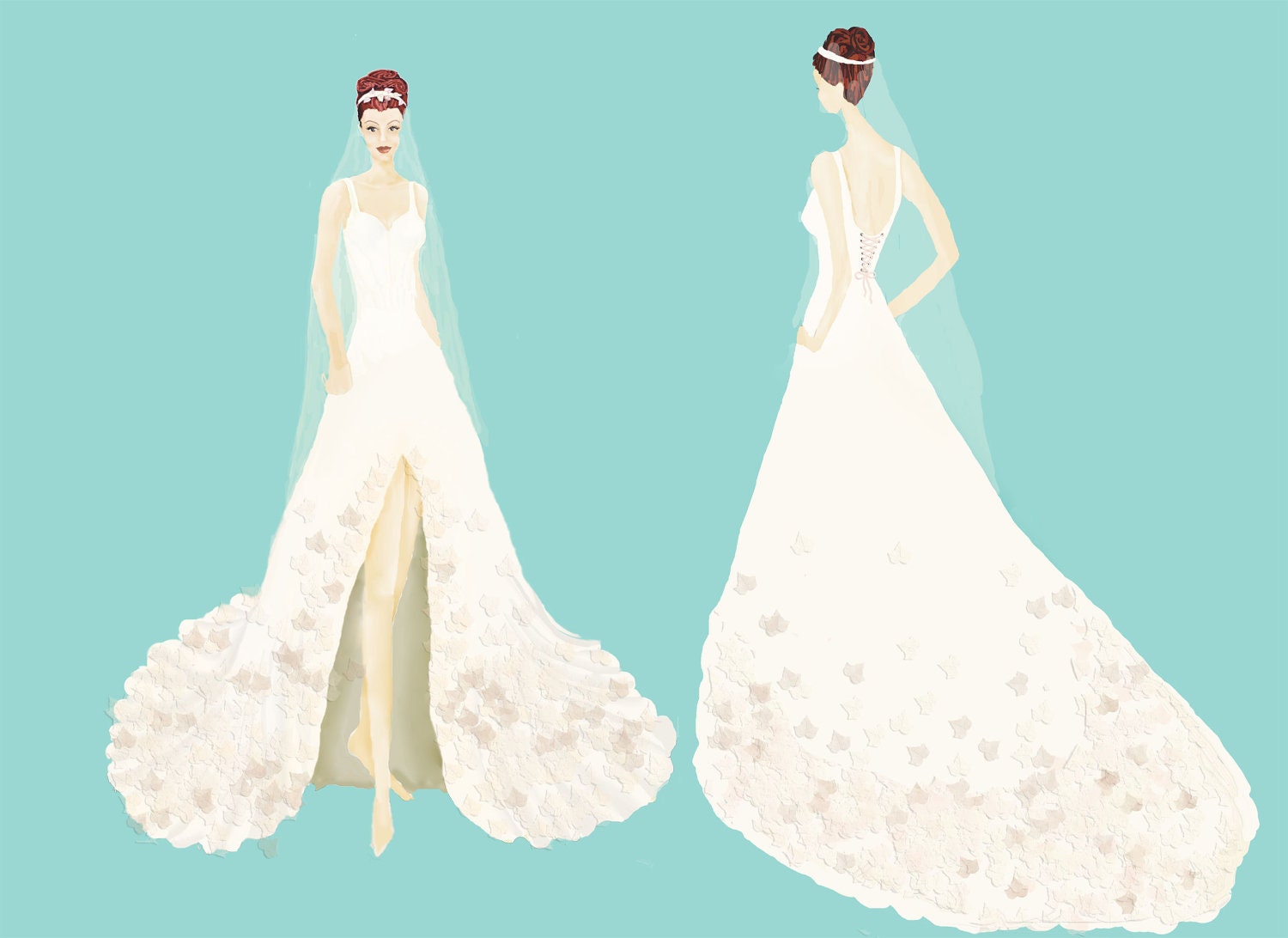 Fallen leaves wedding gown